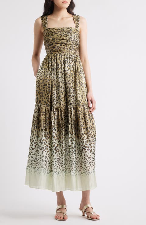 Ombré Animal Print Maxi Dress
