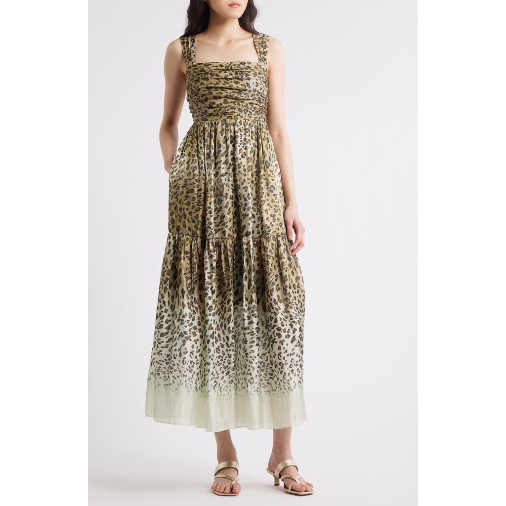 Kobi Halperin Meira Tiered Leopard-print Midi Dress In Brown Multi