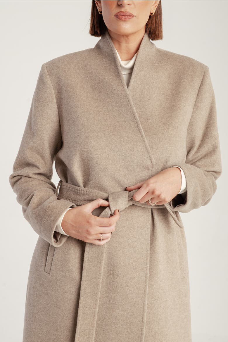 Cashmere Belted Long Coat, Alternate, color, Natural Brown