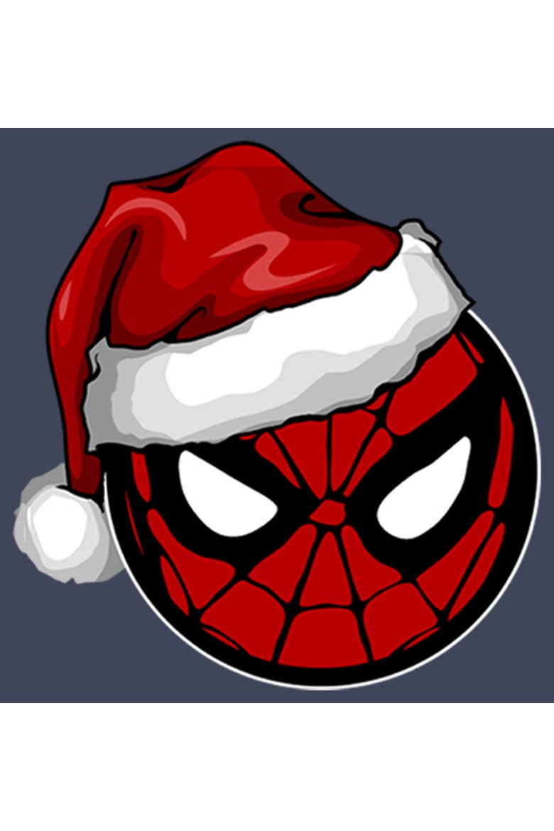 Boy's Marvel Christmas Spider-Man Santa Hat  Graphic T-Shirt, Alternate, color, Navy Blue Heather