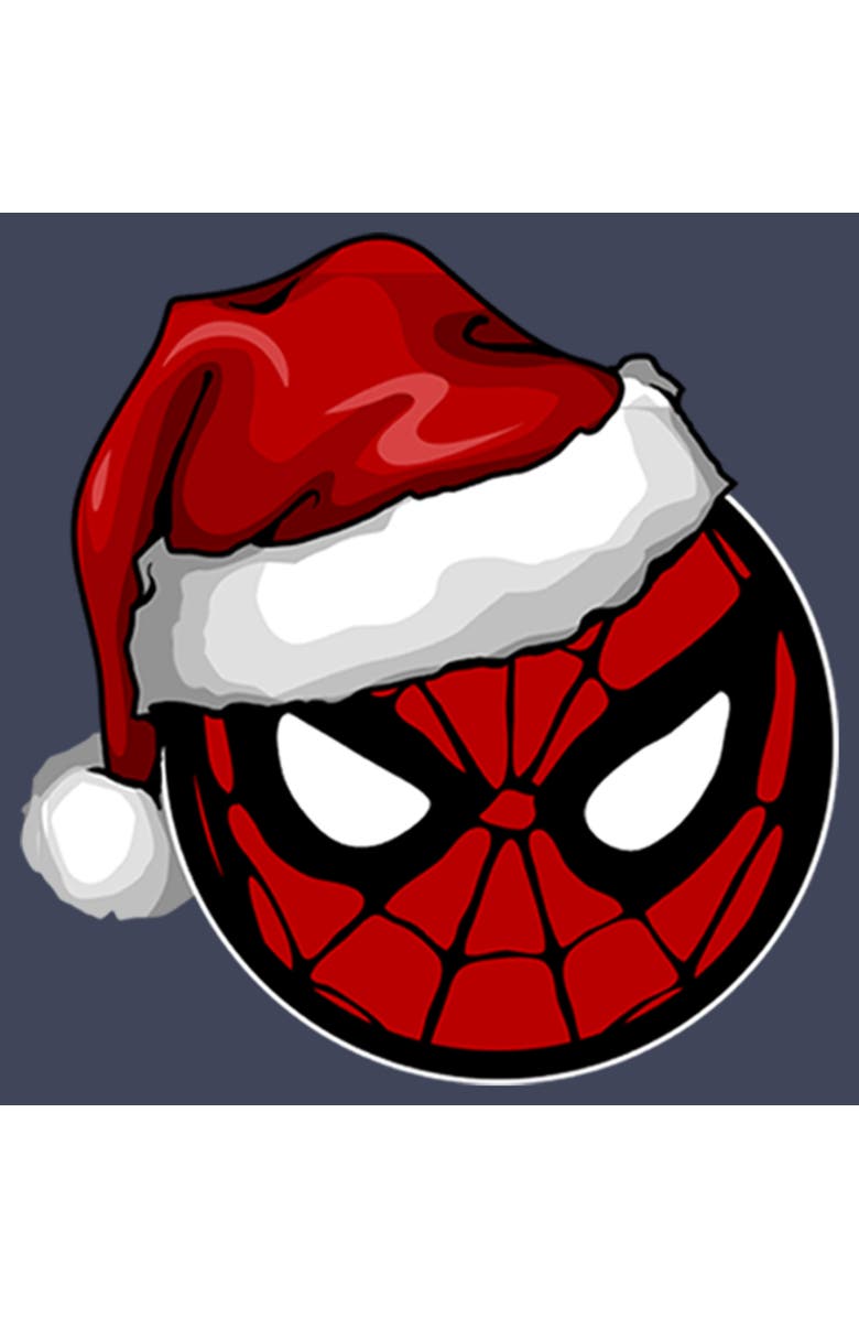 Marvel Boy's Marvel Christmas Spider-Man Santa Hat  Graphic T-Shirt, Alternate, color, Navy Blue Heather