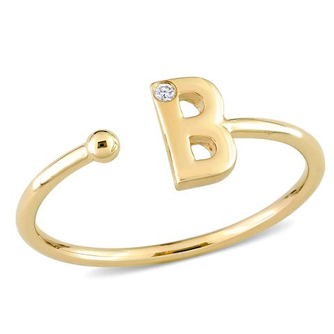 Diamond Initial Ring 10k Yellow Gold