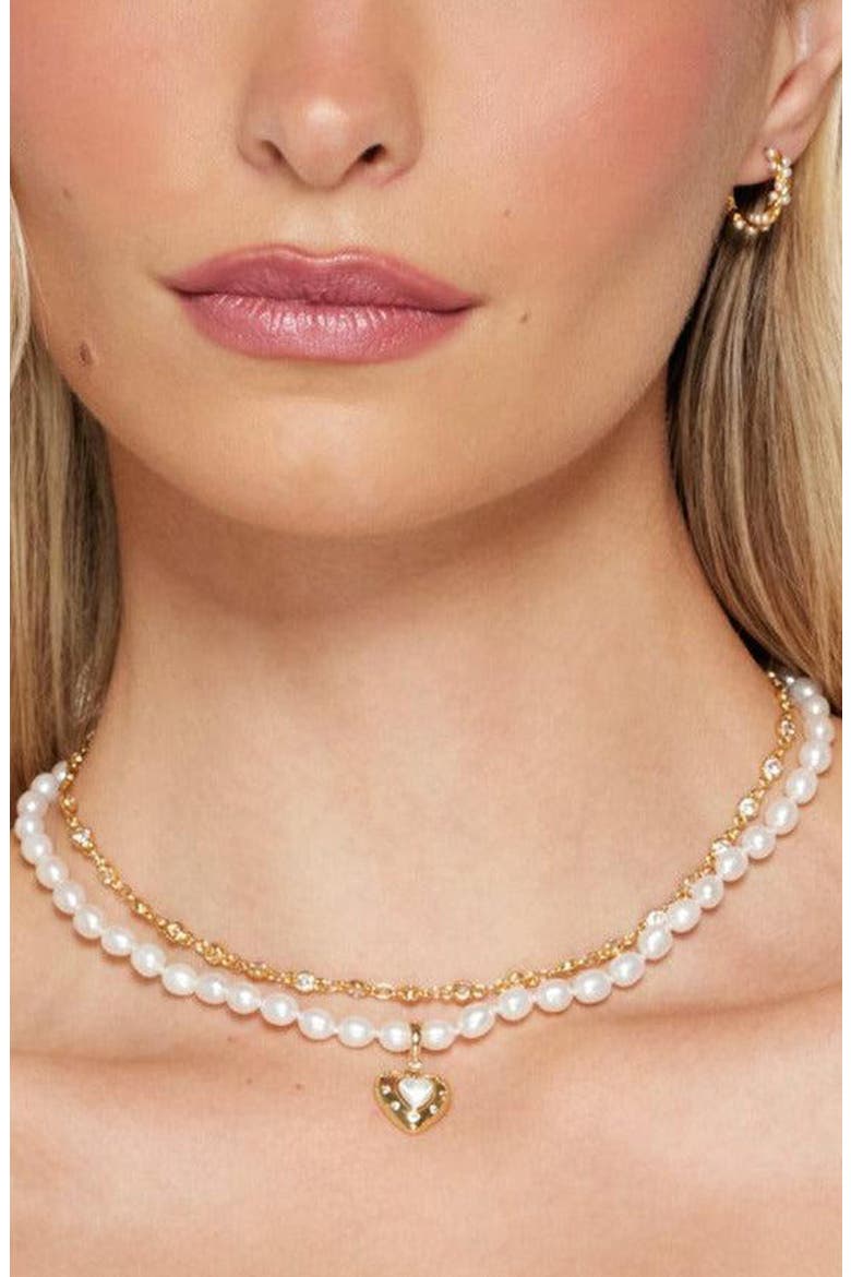 Lolita Two-Strand Freshwater Pearl Pendant Necklace, Alternate, color, GOLD / WHITE