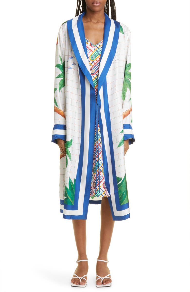 Casablanca Print Silk Robe, Alternate, color,