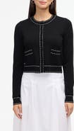 Ellen Tracy Contrast Trim Sweater Knit Cardigan
