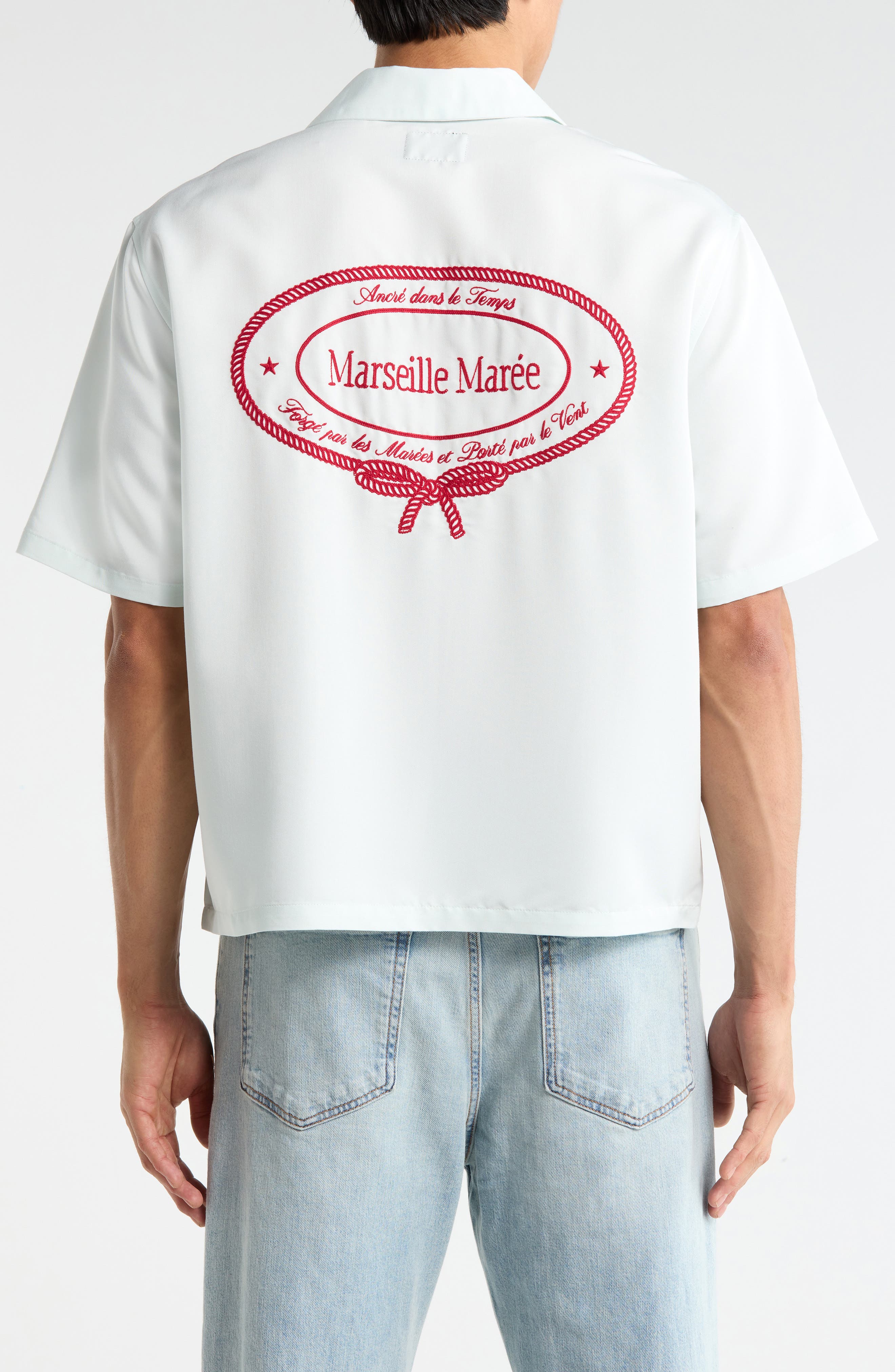 Ribbon Short Sleeve Button-Up Shirt - image 2