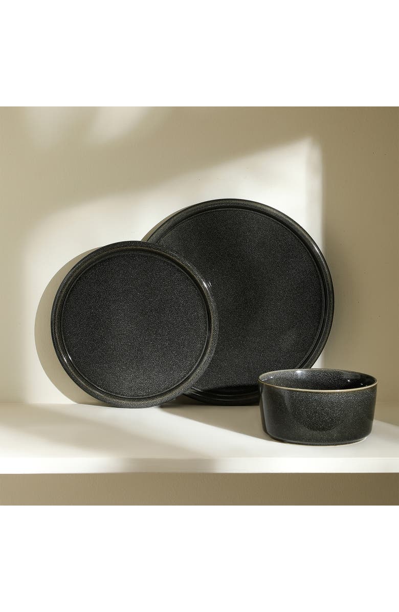 Stone Lain Eden Stoneware 4-Piece Dinner Plate Set, Alternate, color, Charcoal Grey