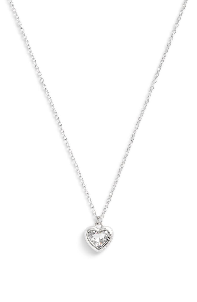 COACH Crystal Heart Pendant Necklace, Alternate, color, Crystal/Rhodium