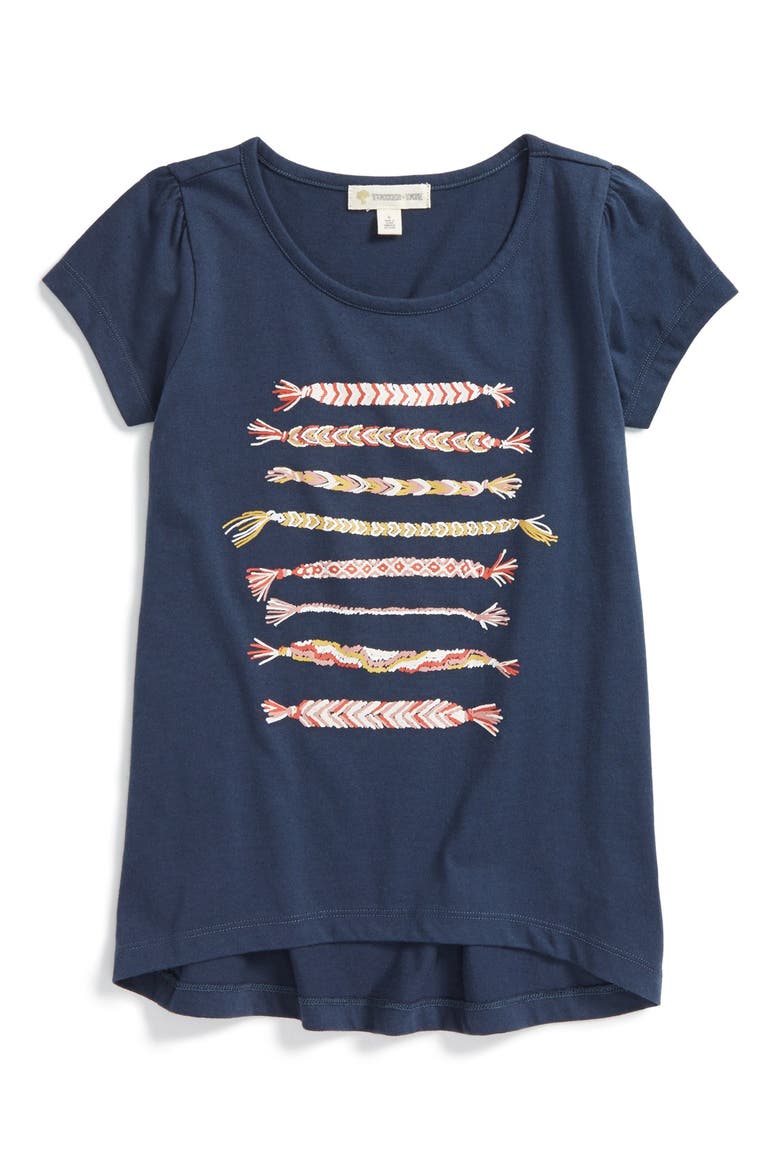 High/Low Graphic Tee, Main, color, NAVY INDIGO BRACELETS