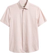 Bugatchi Miles OoohCotton® Geo Print Short Sleeve Button-Up Shirt