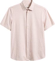 Bugatchi Miles OoohCotton® Geo Print Short Sleeve Button-Up Shirt