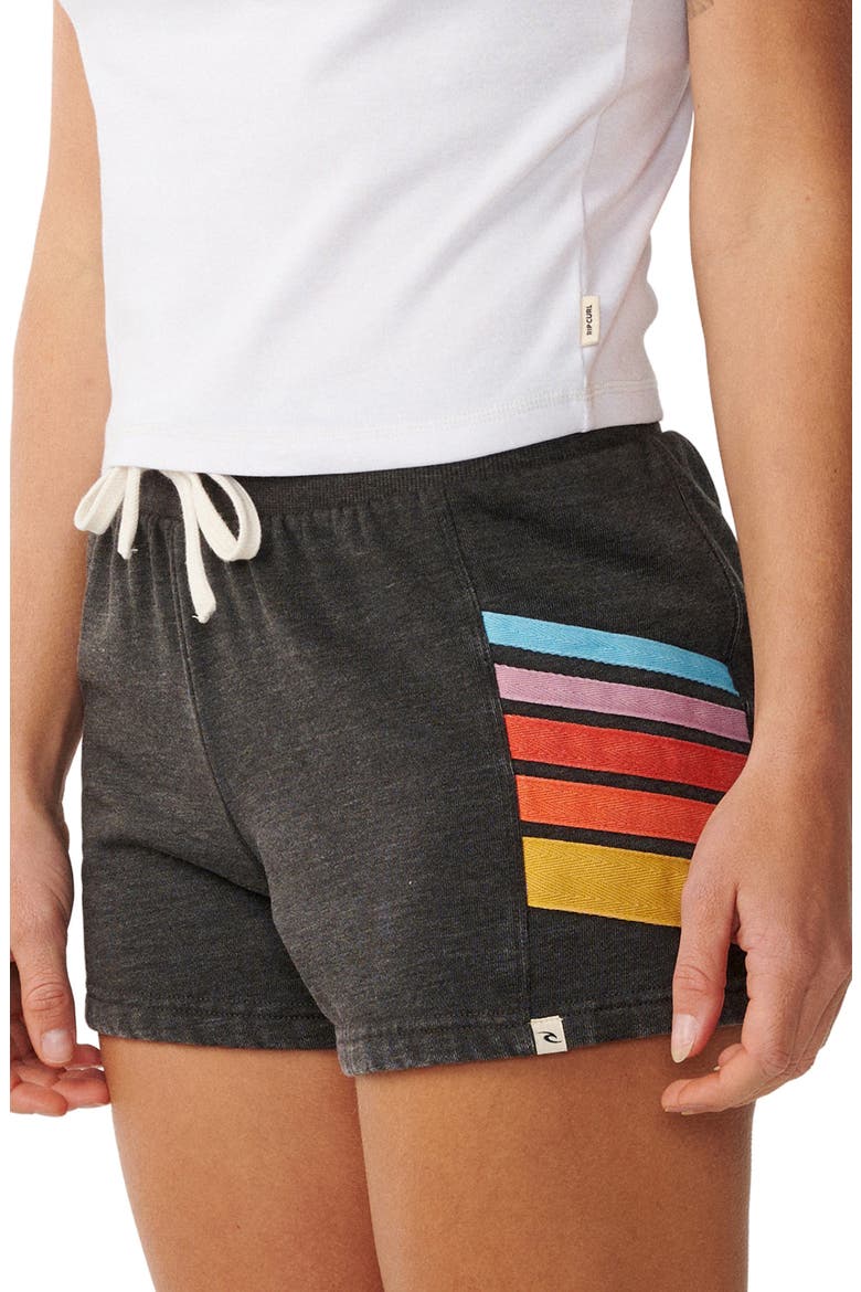 Surf Revival Striped Fleece Shorts, Alternate, color, WASHED BLACK