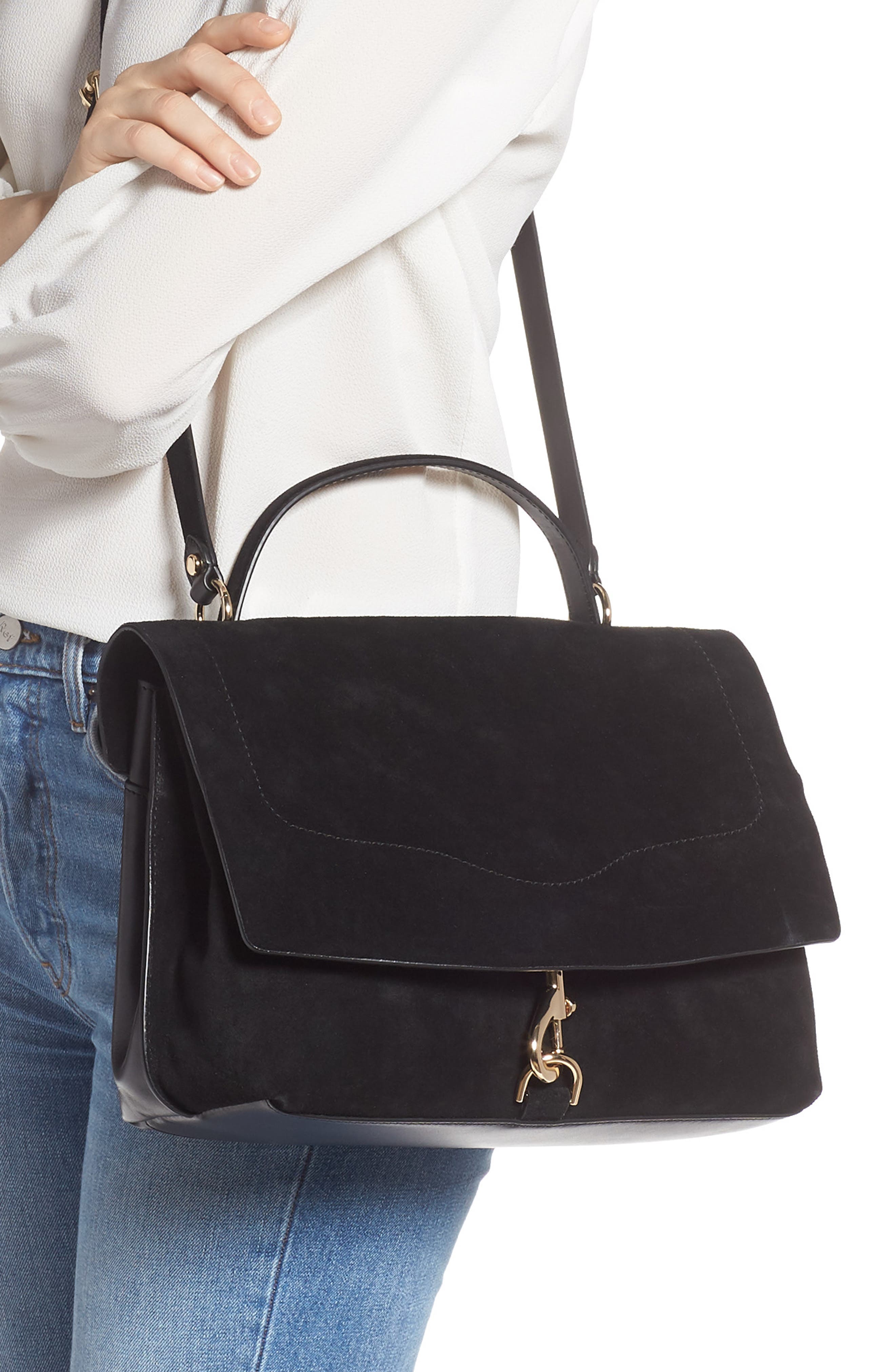 Rebecca Minkoff Stella Suede Satchel, Alternate, color, 