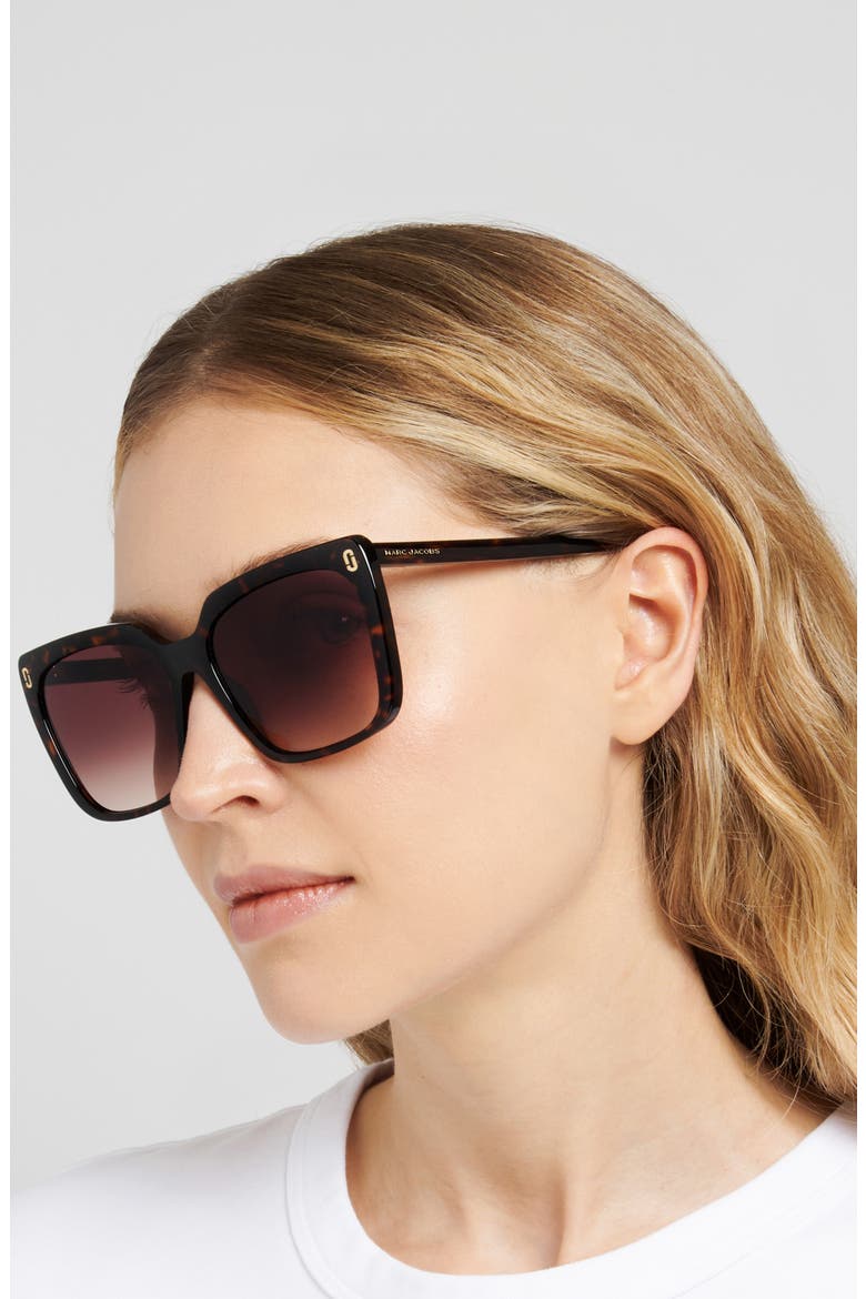 56mm Gradient Square Sunglasses, Alternate, color, HAVANA/ BROWN SF