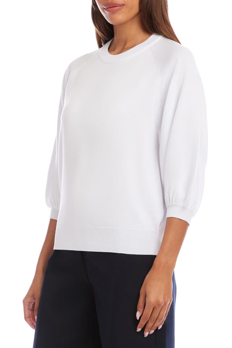 Puff Sleeve Sweater, Alternate, color, WHITE