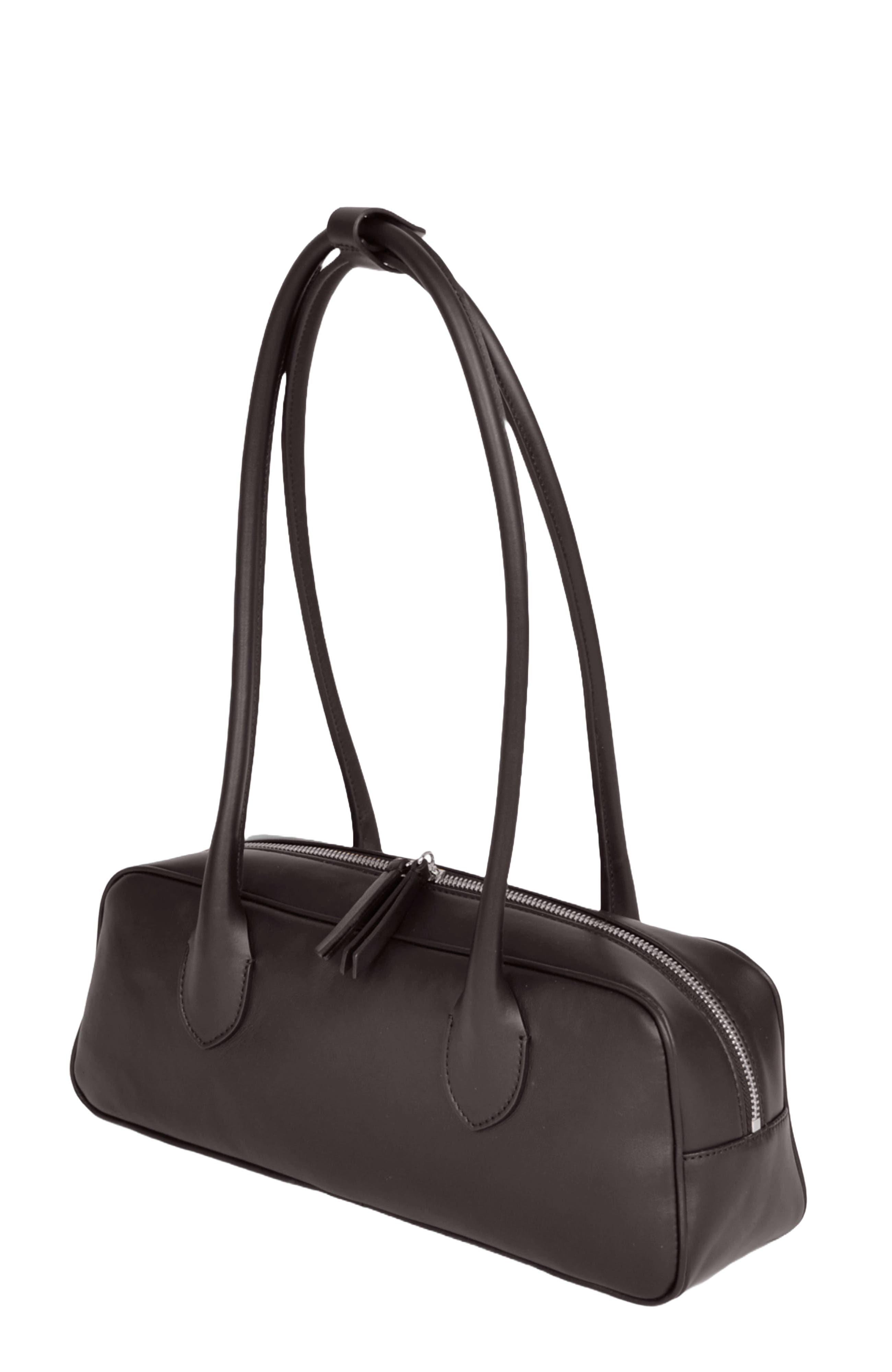 HYER GOODS La Strada Leather East West Bag, Alternate, color, Chocolate