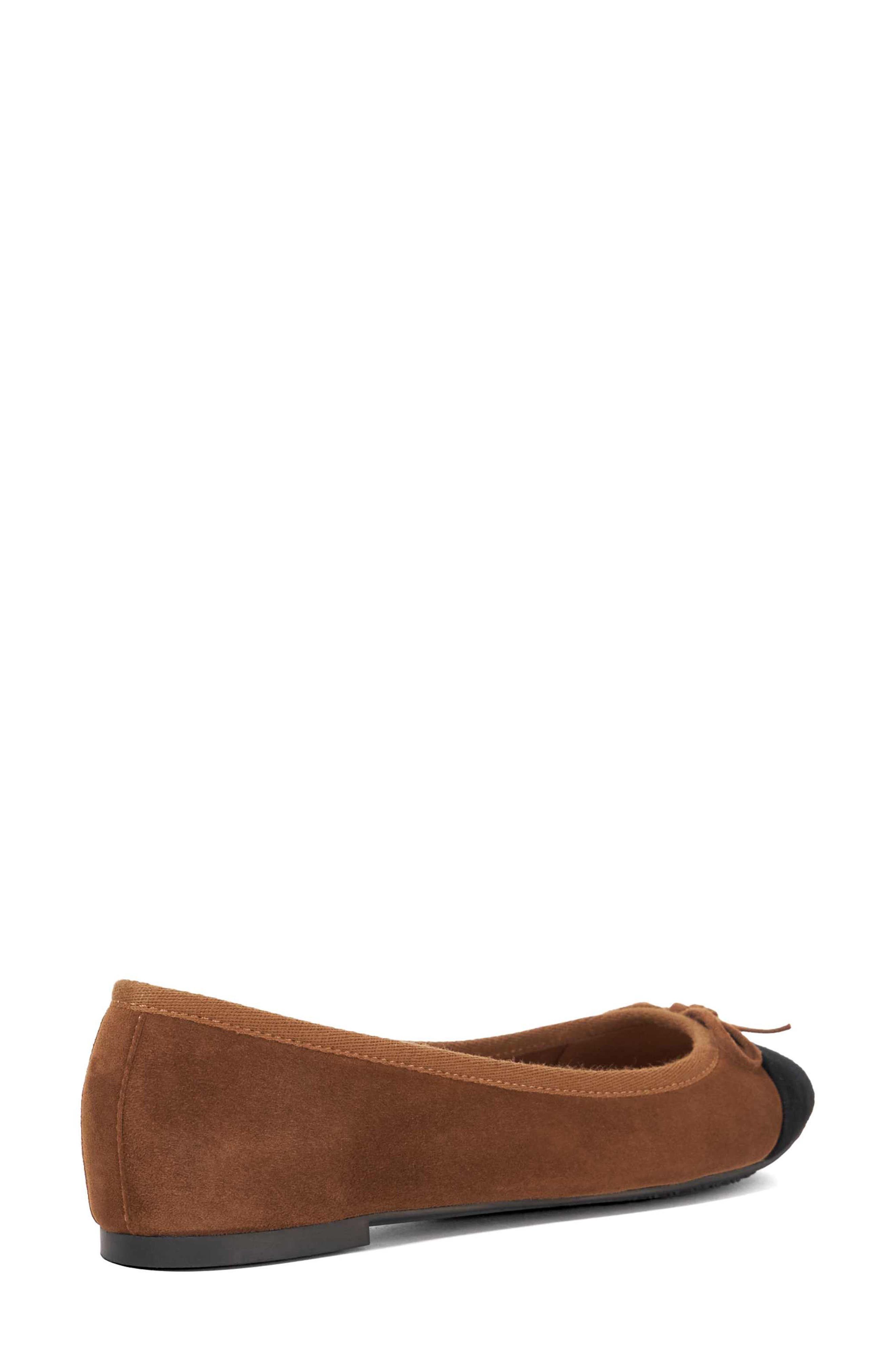 Dune London Harpington Cap Toe Ballet Flat, Alternate, color, Chestnut