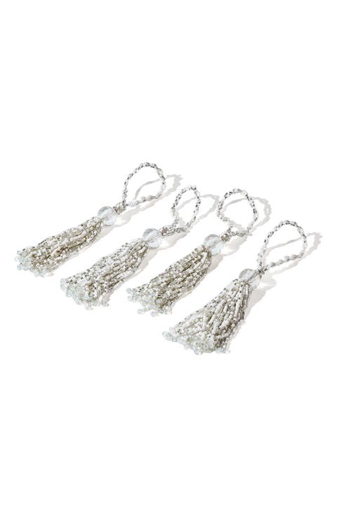 Celeste Cascade Set of 4 Beaded Napkin Rings