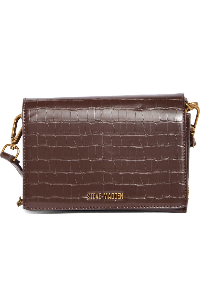 Steve Madden Siena Crossbody Bag, Main, color, Chocolate Croco