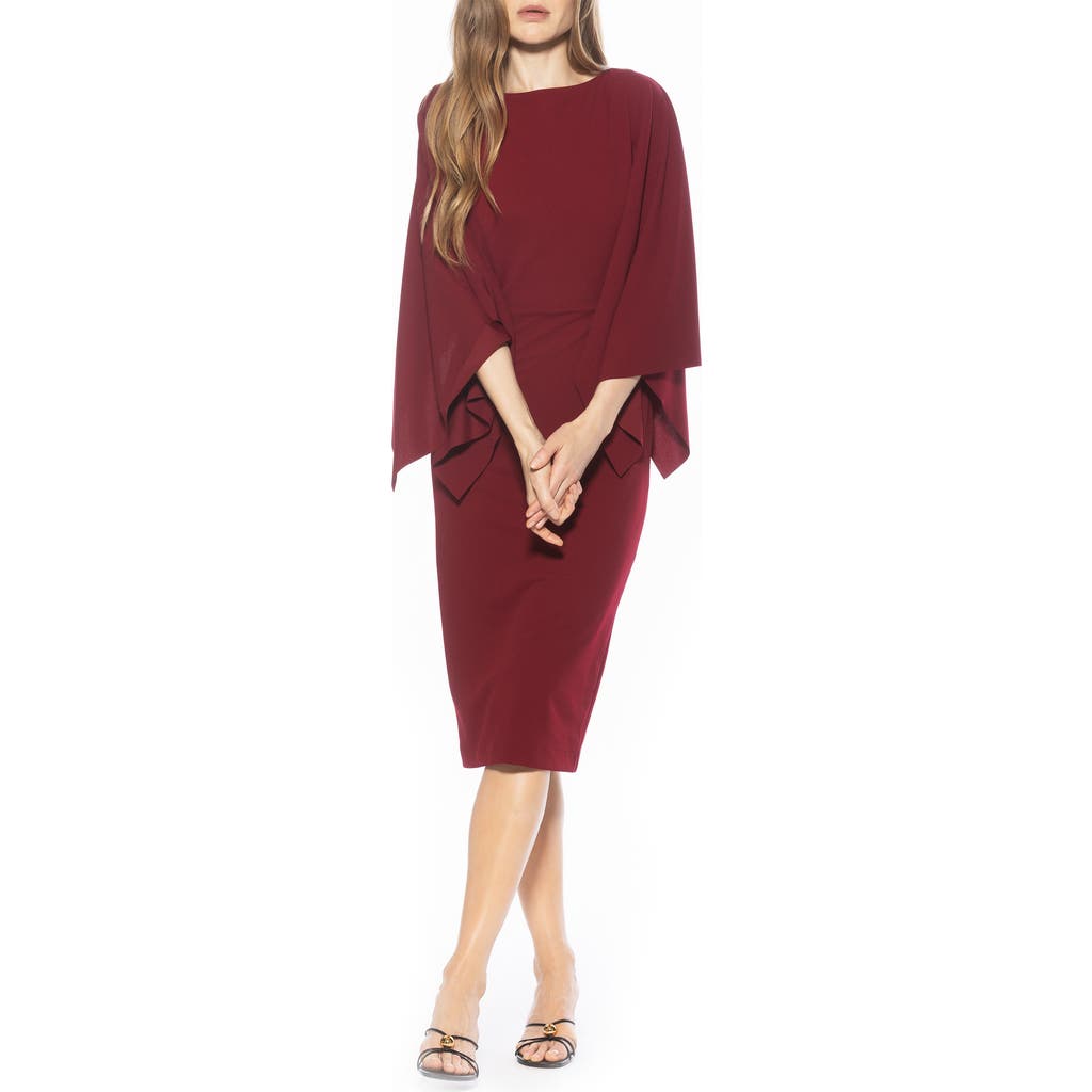 Alexia Admor Vida Cape Sleeve Sheath Dress In Burgundy