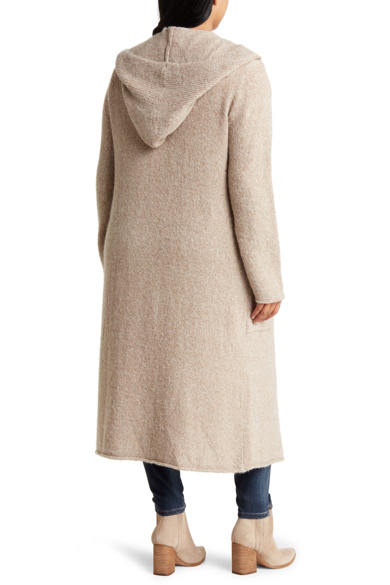 Hooded Longline Cardigan, Alternate, color, TAUPE