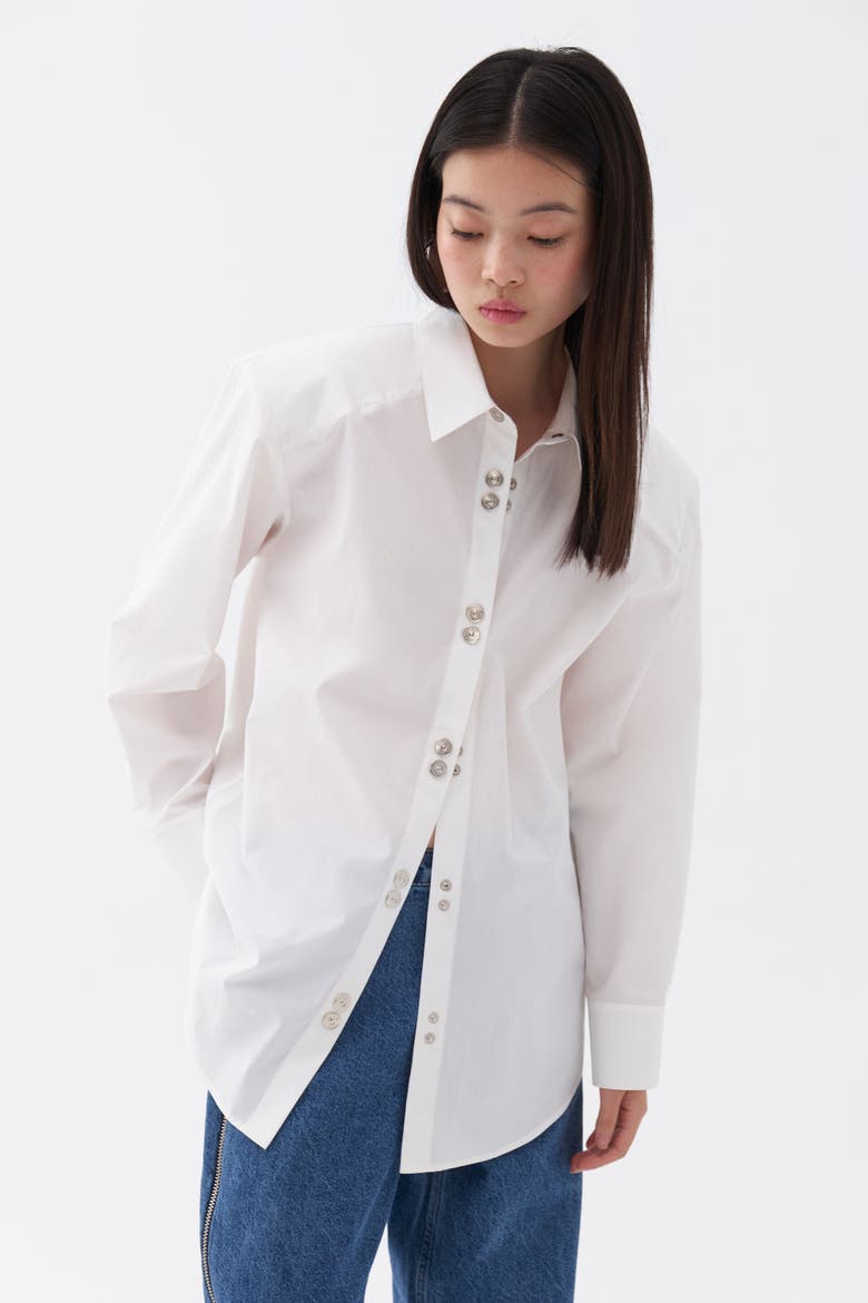 Long Sleeve Button- Up Shirt, Main, color, Ivory