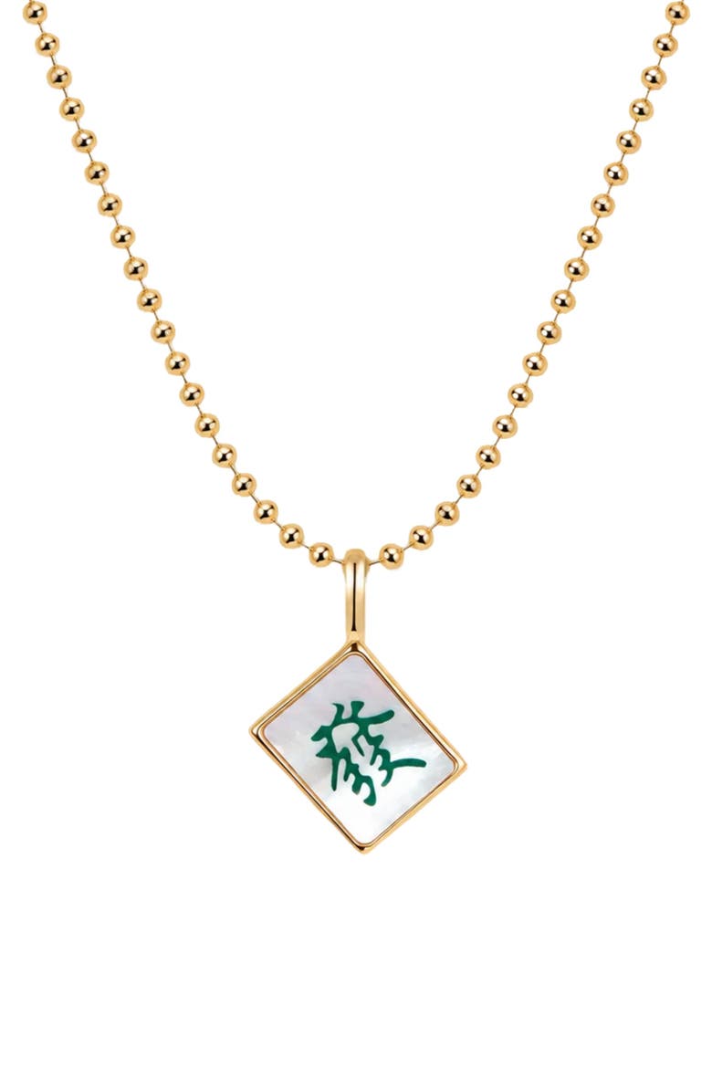 Mahjong Tile Bead Chain Necklace, Main, color, Gold Vermeil