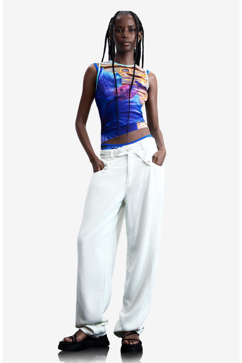 Print Sleeveless Mesh T-Shirt, Alternate, color, BLUE