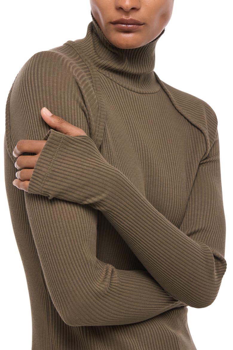Layered Rib Turtleneck Top, Alternate, color, KALAMATA