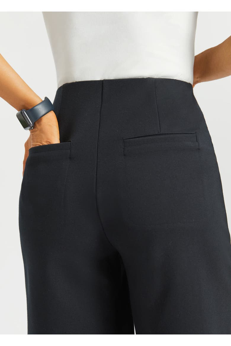 Atlantic Wide Leg Bermuda Shorts Stretch Ponte, Alternate, color, Black