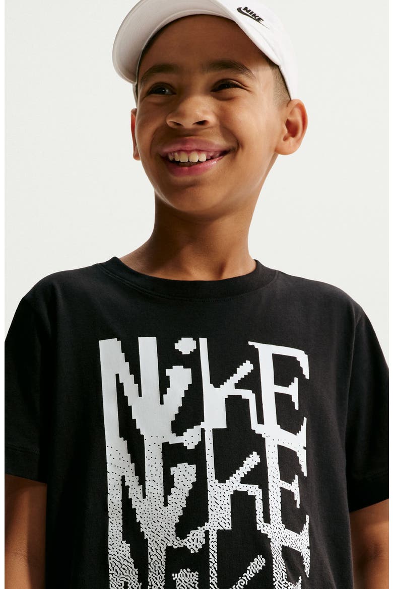 Kids' Stacked Logo Graphic T-Shirt, Alternate, color, BLACK