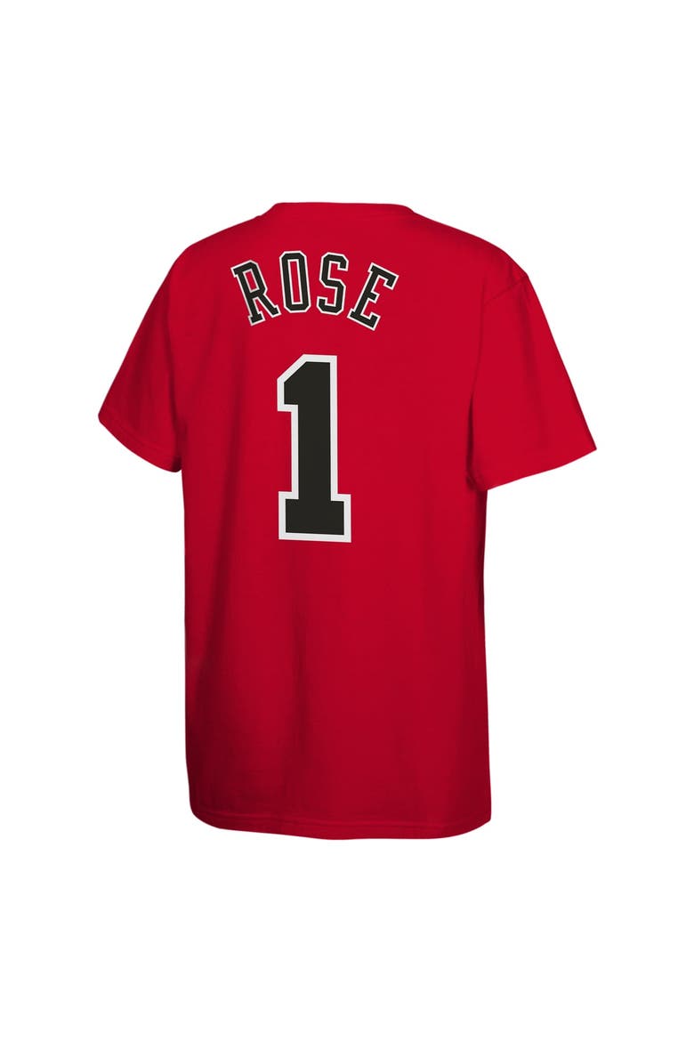 Youth Mitchell & Ness Derrick Rose Red Chicago Bulls Hardwood Classics Name & Number T-Shirt, Alternate, color, Red