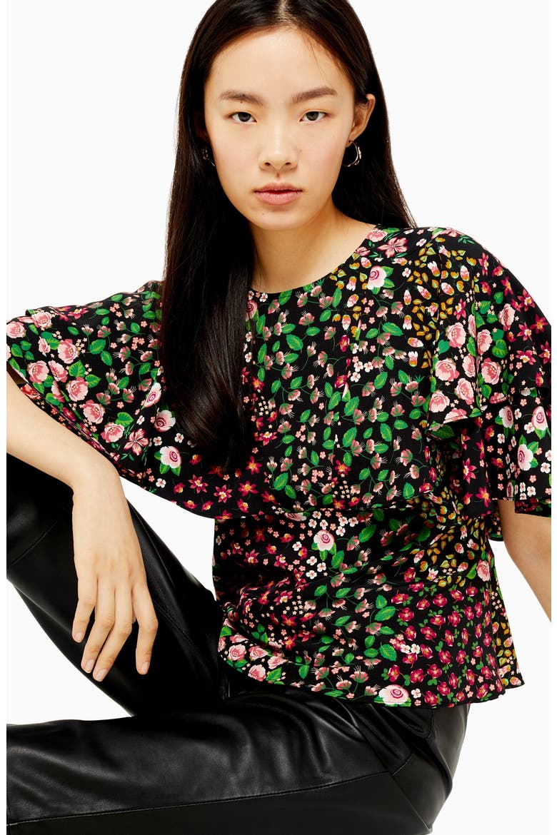 Austin Patch Floral Tea Top, Alternate, color, BLACK MULTI