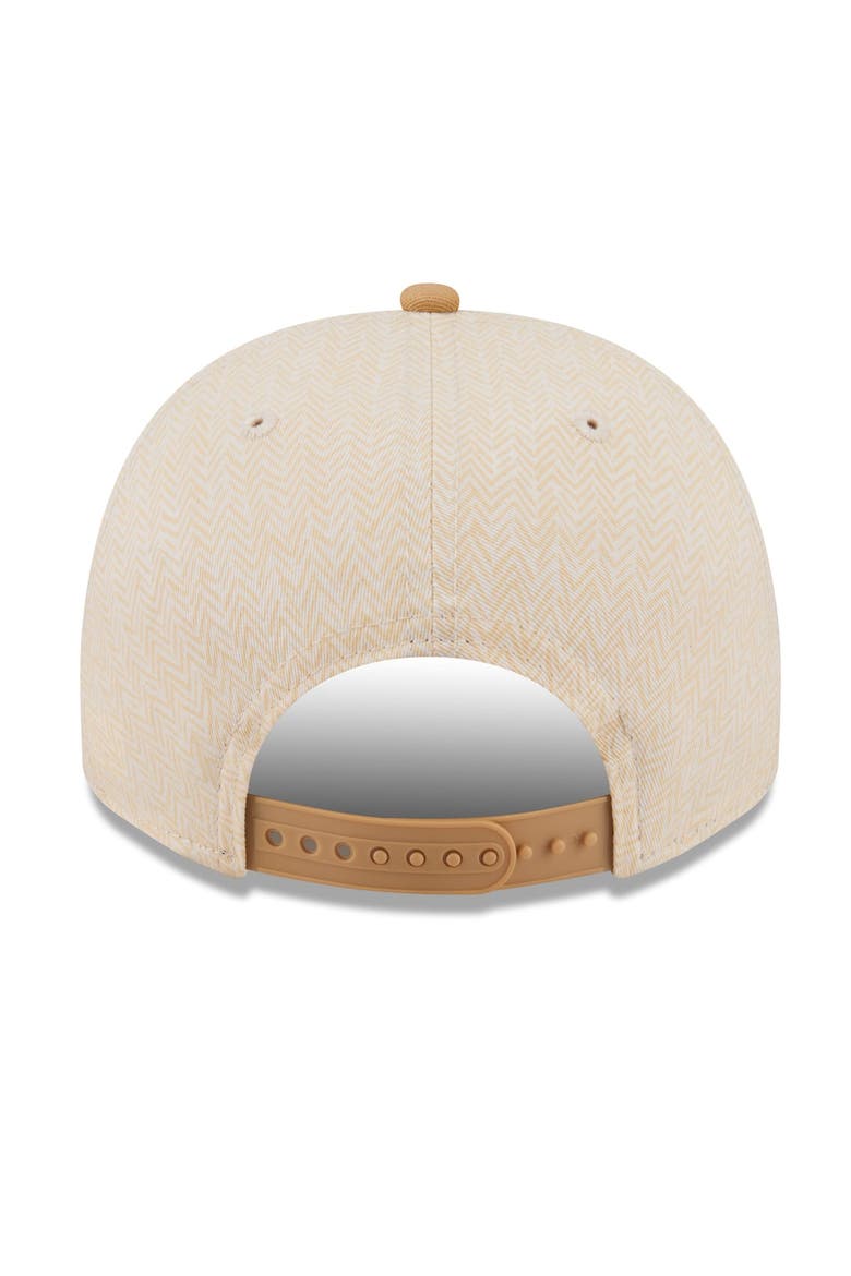 Men's New Era  Cream Golden State Warriors Herringbone 9FIFTY A-Frame Snapback Hat, Alternate, color, Cream