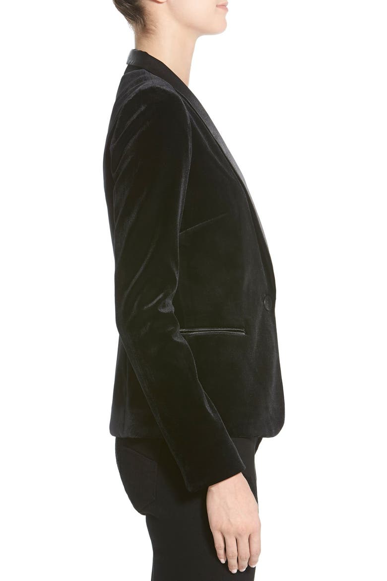 Satin Combo Jacket, Alternate, color, BLACK VELVET