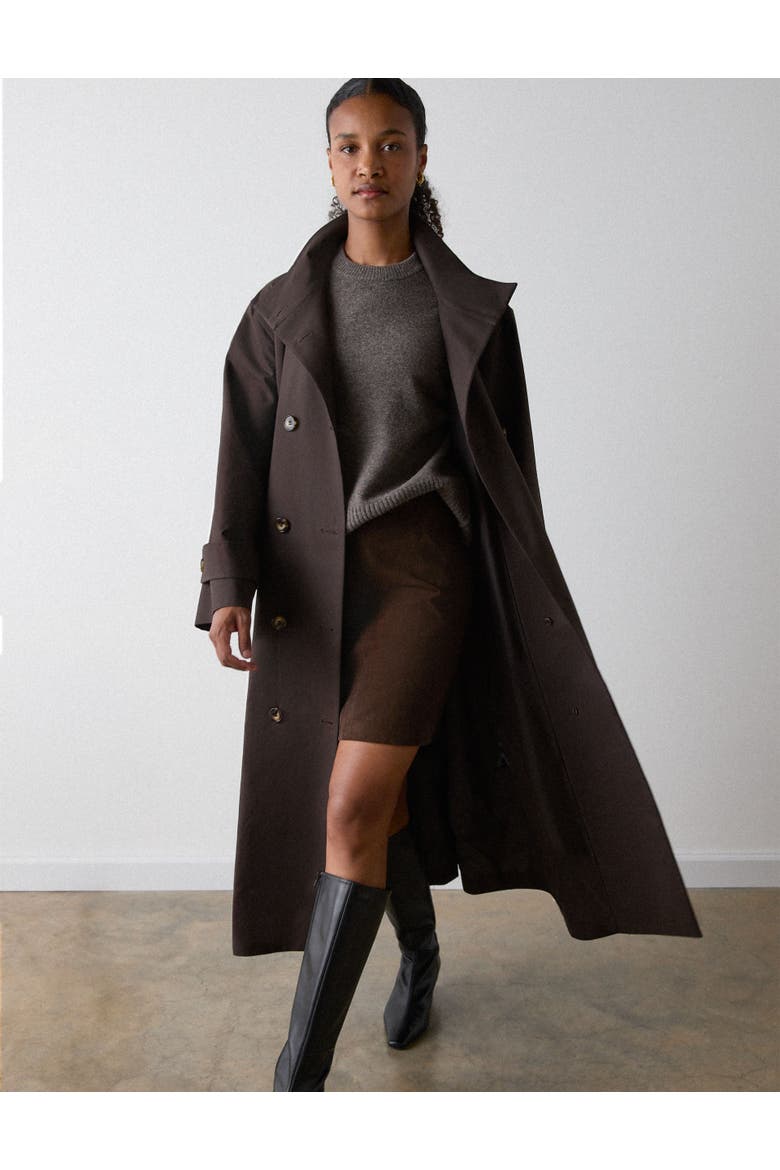 Funnel Neck Trench Coat, Alternate, color, Brown