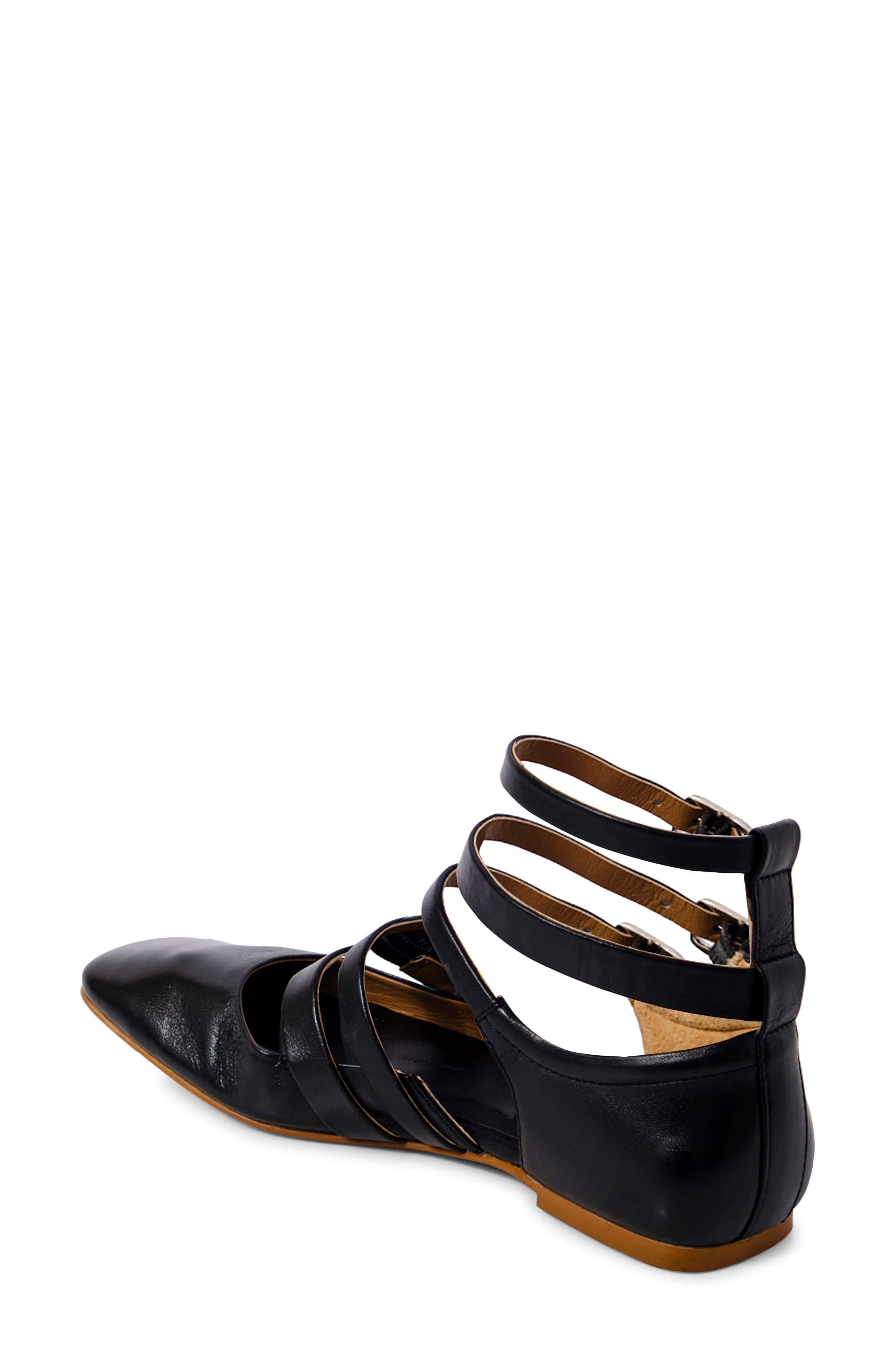 Free People Hart Ankle Strap Flat, Alternate, color, Black