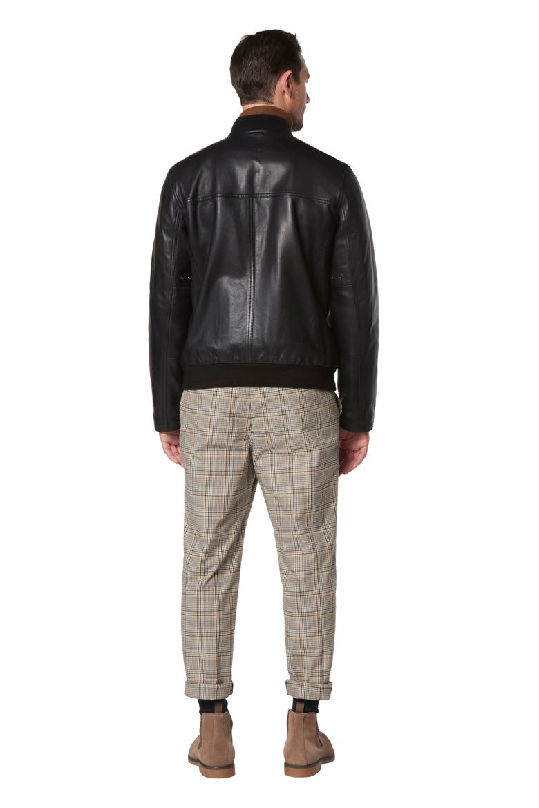 Macneil Leather Bomber Jacket, Alternate, color, BLACK