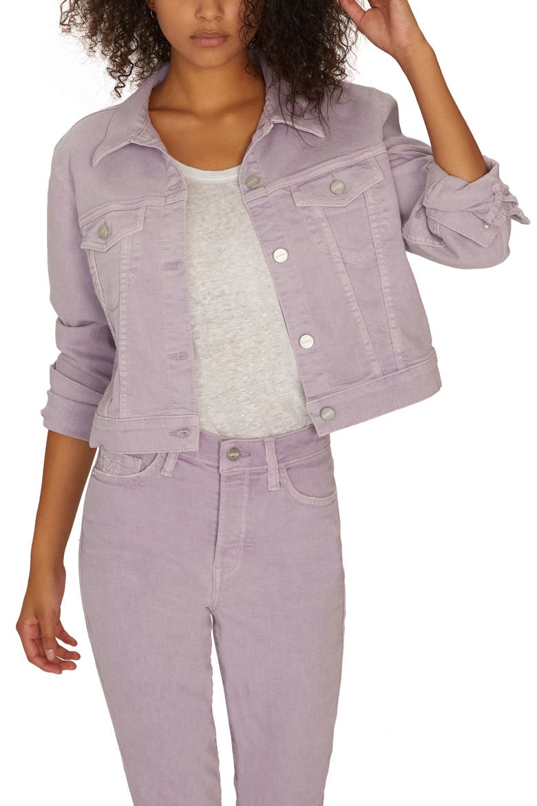 Stevie Crop Denim Trucker Jacket, Main, color, CHARMING LILAC