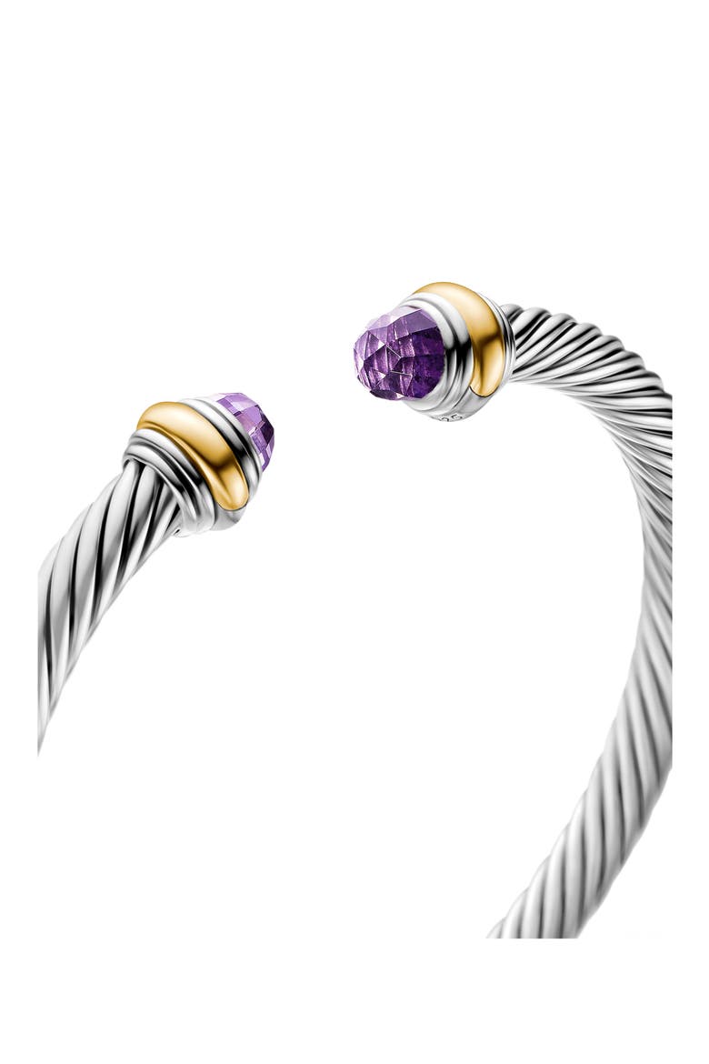 Classic Cable Bracelet in Sterling Silver with 14K Yellow Gold, 5mm, Alternate, color, AMETHYST