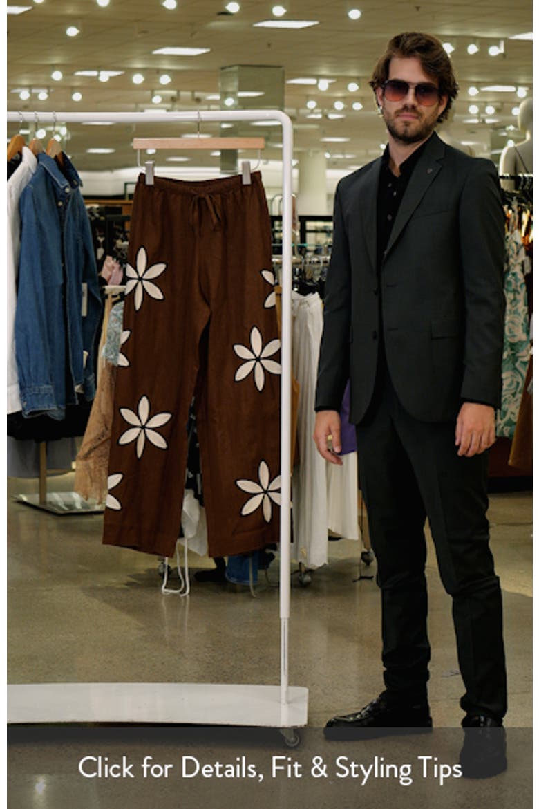 Emmie Embroidered Floral Drawstring Linen Pants video