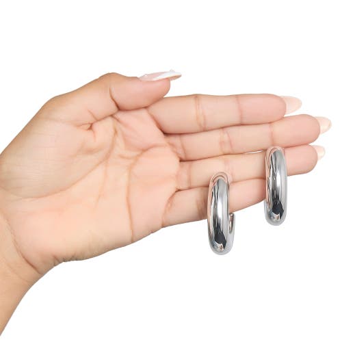 Bcbg Chunky Silver-tone Hoop Earrings In Silver