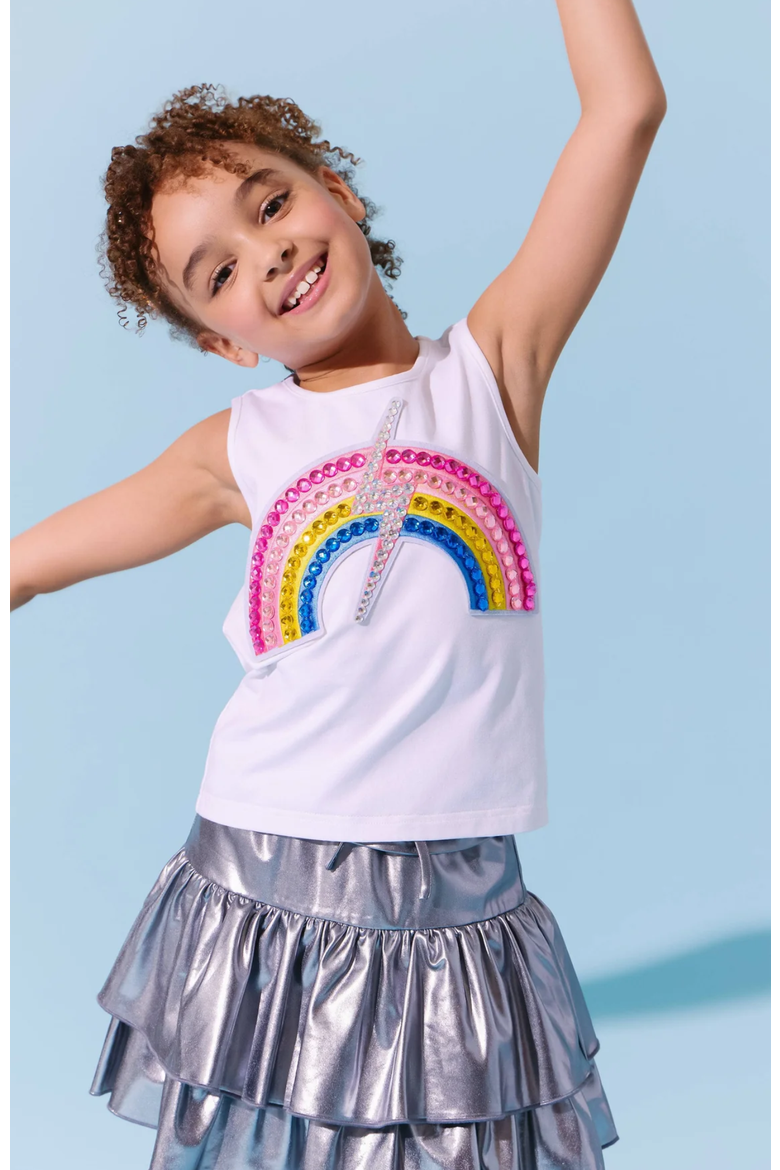 Gems Rainbow Flash Tank Top, Alternate, color, White