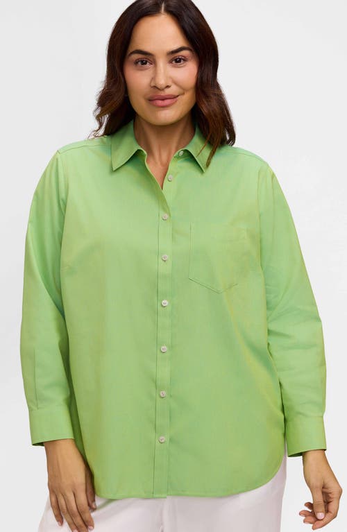 Foxcroft Boyfriend Non-iron Cotton Blouse In Green