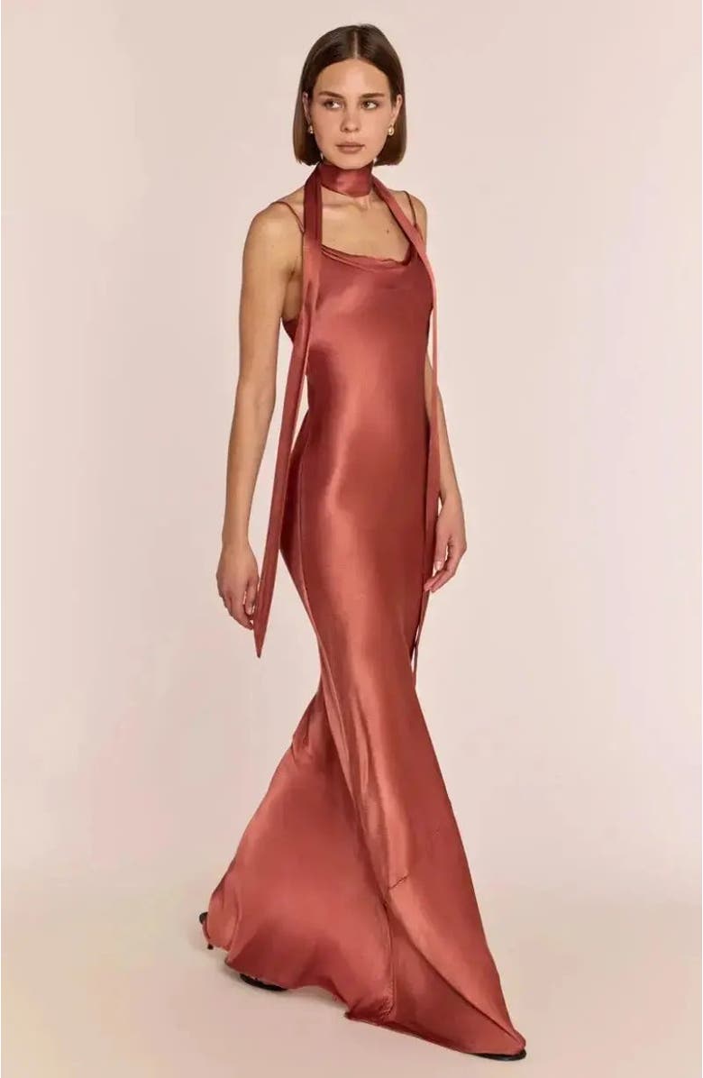 Rewritten Pollenca Cowl Neck Dress, Alternate, color, Terracotta