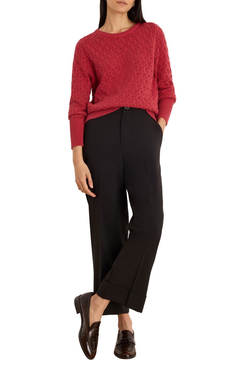 Sterling Shimmer Pointelle Stitch Sweater, Alternate, color, RED MAPLE