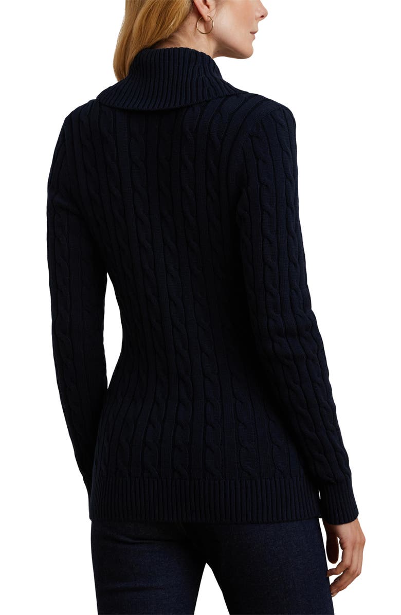 Lauren Ralph Lauren Cable Stitch Cotton Wrap Cardigan, Alternate, color, Lauren Nav