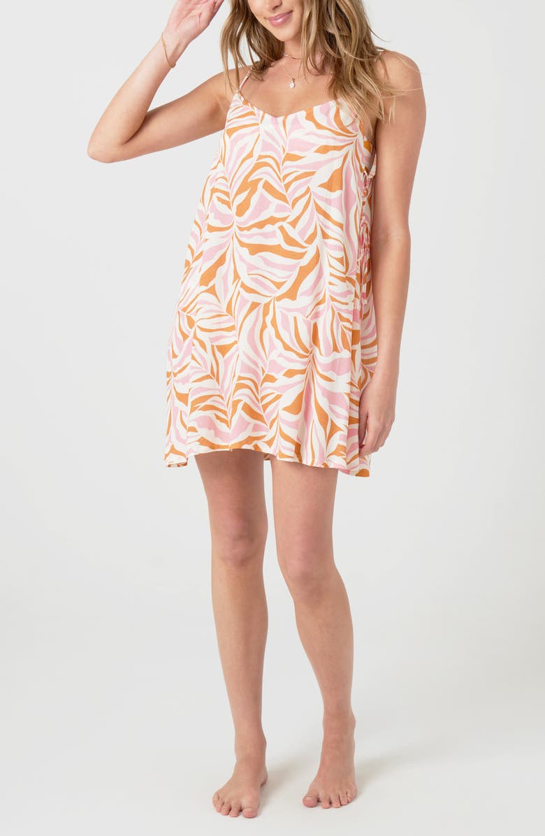 Roxy Beachy Vibes Cove Lace-Up Cover-Up Dress, Main, color, 