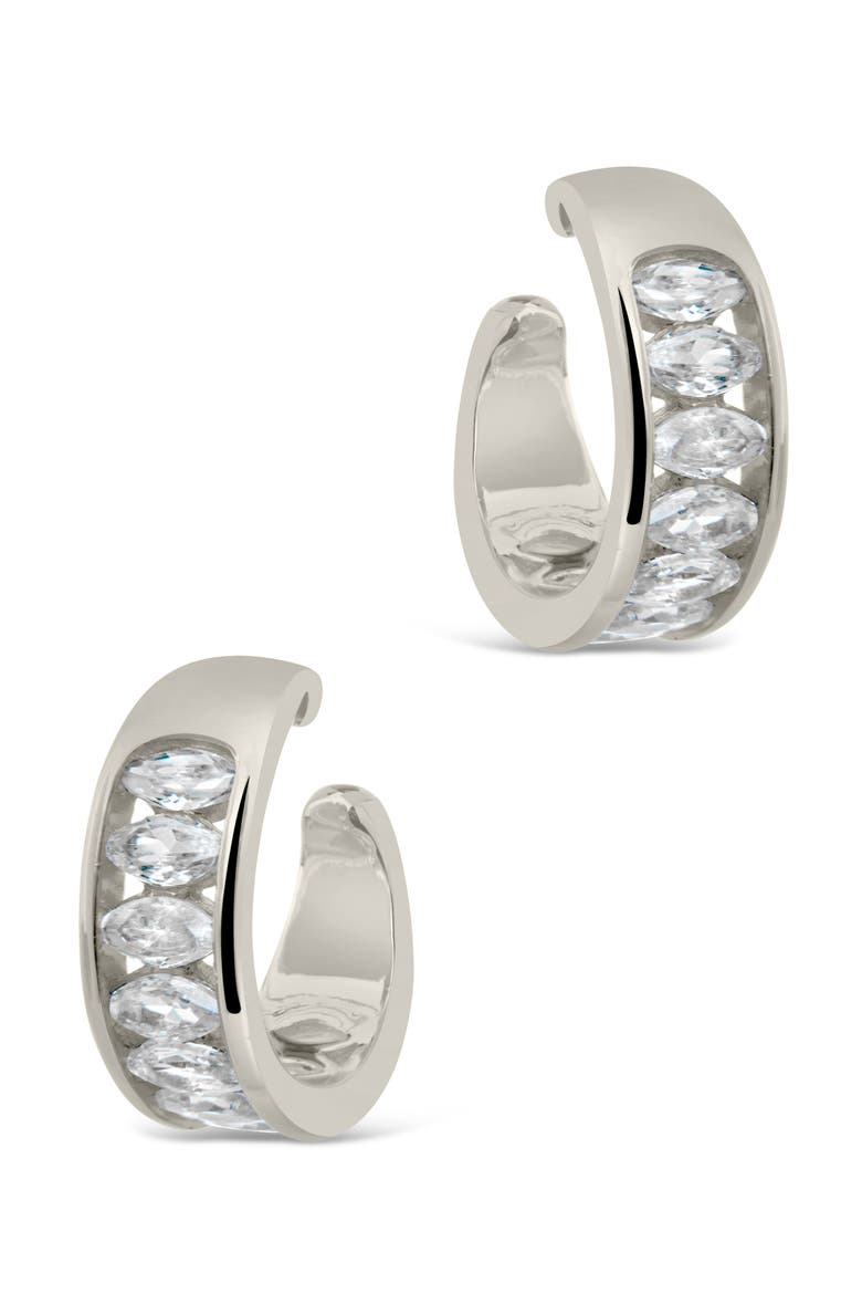Set of 2 Mira Cubic Zirconia Ear Cuffs, Alternate, color, SILVER