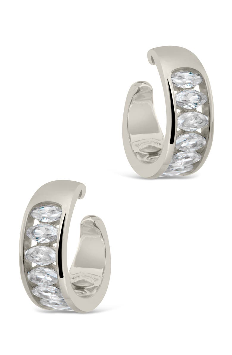 Sterling Forever Set of 2 Mira Cubic Zirconia Ear Cuffs, Alternate, color, Silver